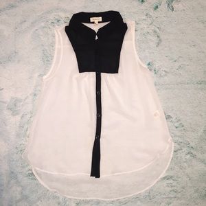 White & Black Sheer Blouse